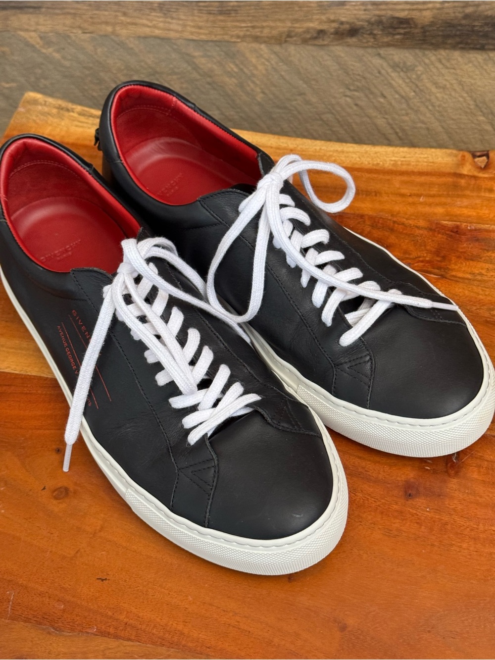 Givenchy Urban Street Leather Sneakers EUC Black Red Size 44